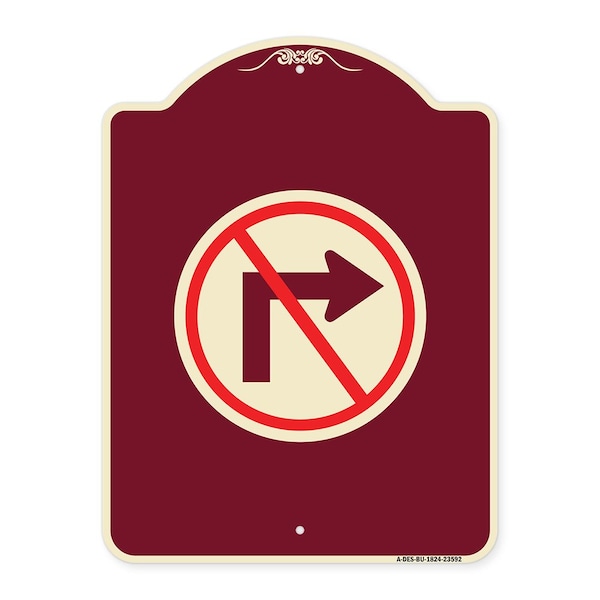 Signmission No Right Turn Graphic Only Heavy-Gauge Aluminum Architectural Sign, 24" x 18", BU-1824-23592 A-DES-BU-1824-23592 - main